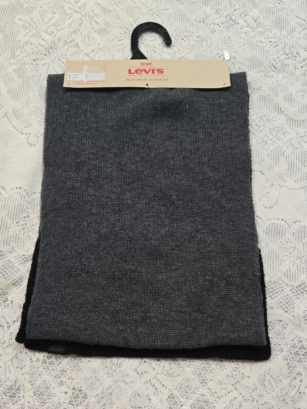 Levi's Charcoal and Black Knit Scarf